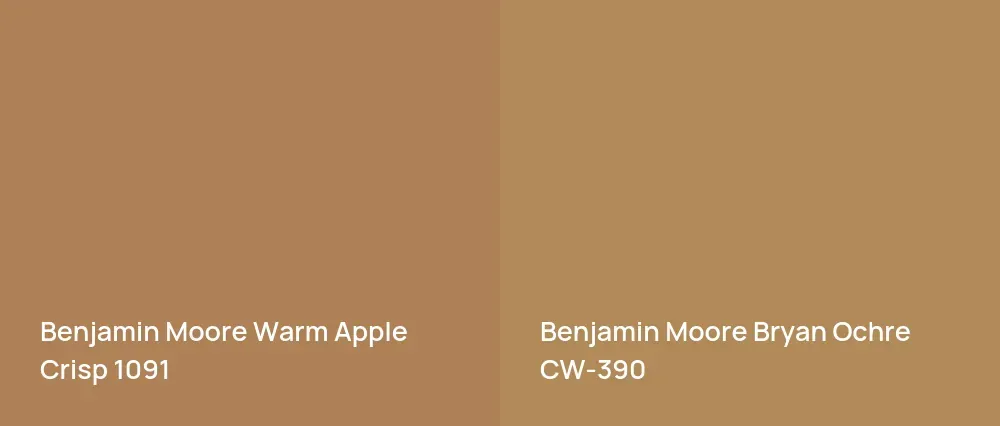 Benjamin Moore Warm Apple Crisp 1091 vs Benjamin Moore Bryan Ochre CW-390