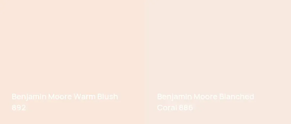 Benjamin Moore Warm Blush 892 vs Benjamin Moore Blanched Coral 886