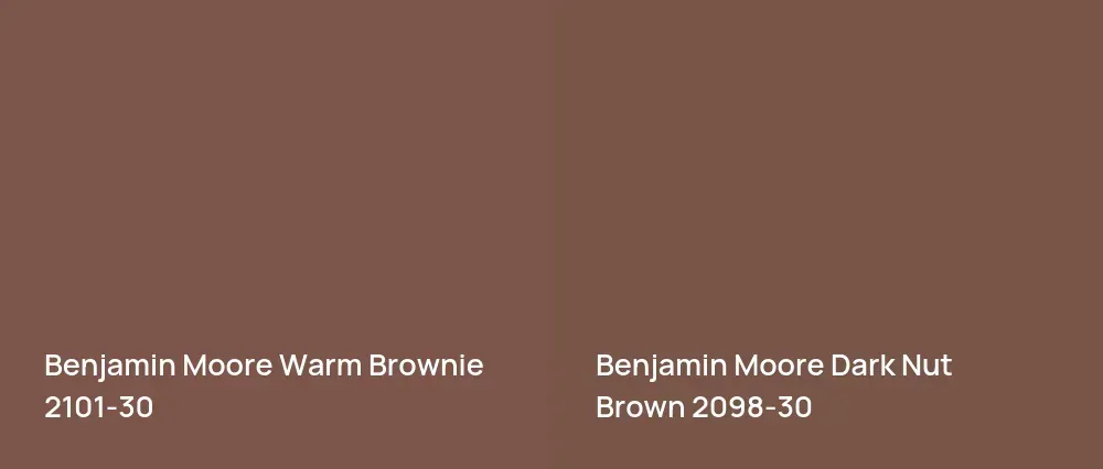 Benjamin Moore Warm Brownie 2101-30 vs Benjamin Moore Dark Nut Brown 2098-30