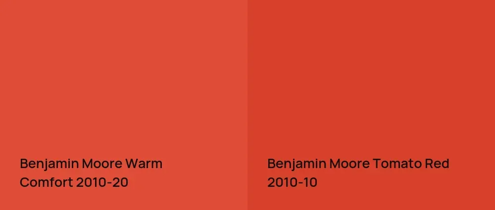 Benjamin Moore Warm Comfort 2010-20 vs Benjamin Moore Tomato Red 2010-10