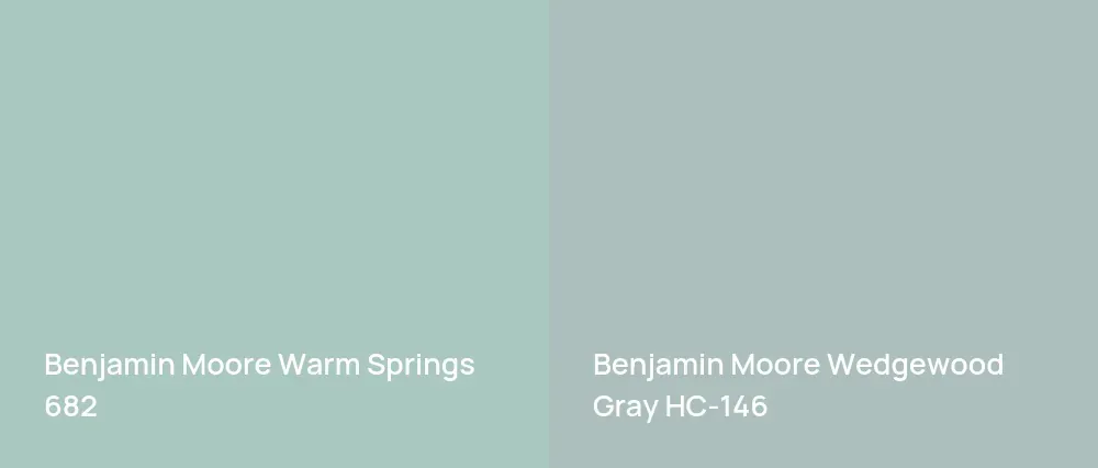 Benjamin Moore Warm Springs 682 vs Benjamin Moore Wedgewood Gray HC-146
