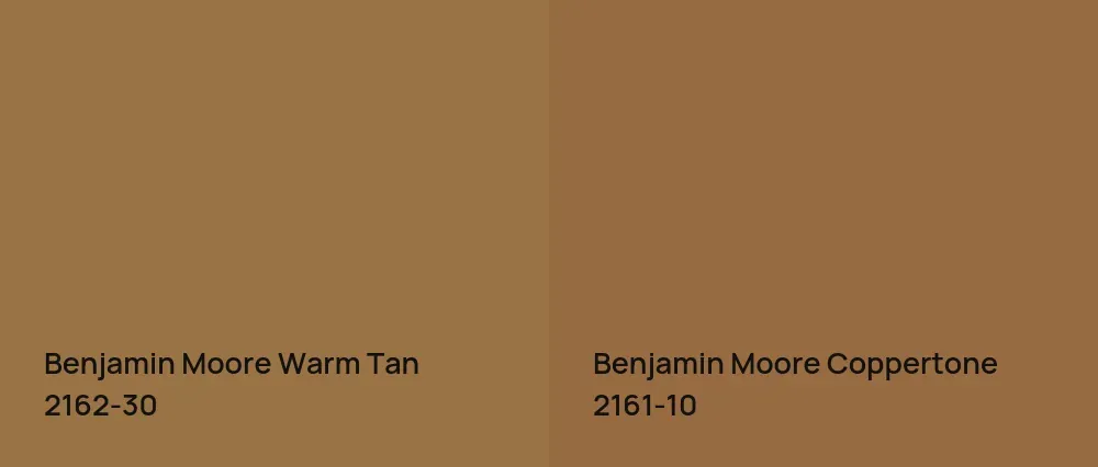 Benjamin Moore Warm Tan 2162-30 vs Benjamin Moore Coppertone 2161-10