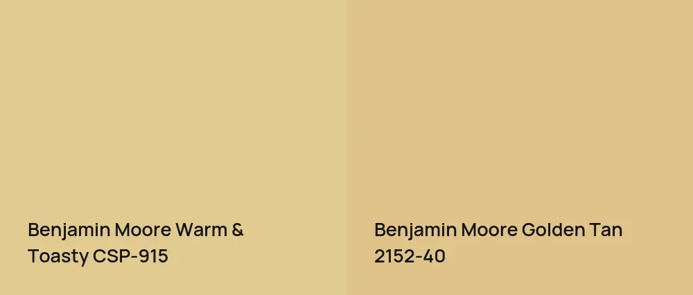 Benjamin Moore Warm & Toasty CSP-915 vs Benjamin Moore Golden Tan 2152-40