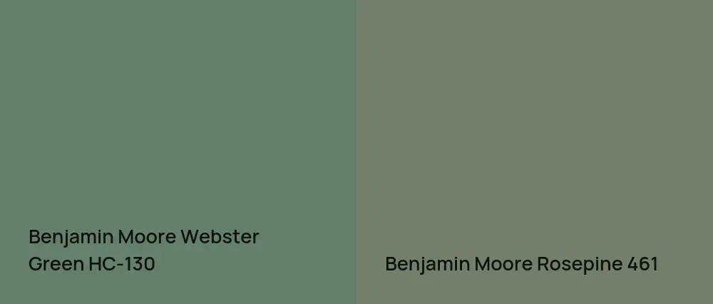 Benjamin Moore Webster Green HC-130 vs Benjamin Moore Rosepine 461
