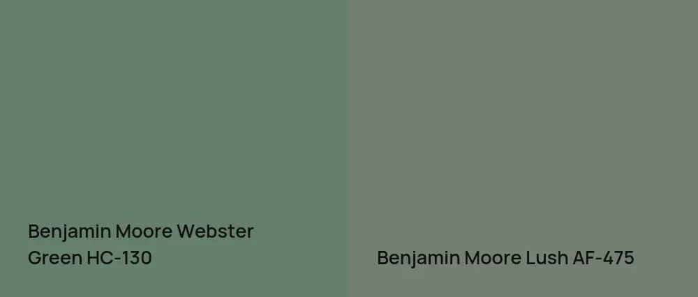 Benjamin Moore Webster Green HC-130 vs Benjamin Moore Lush AF-475