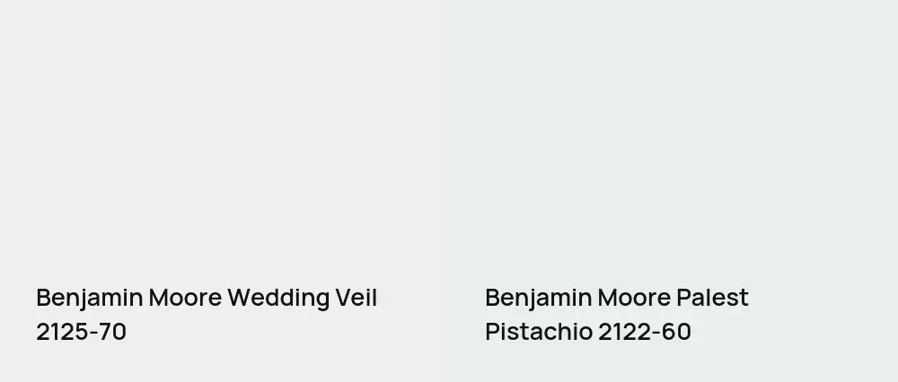 Benjamin Moore Wedding Veil 2125-70 vs Benjamin Moore Palest Pistachio 2122-60