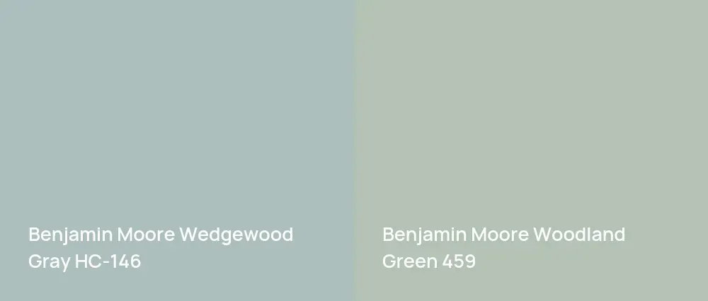 Benjamin Moore Wedgewood Gray HC-146 vs Benjamin Moore Woodland Green 459