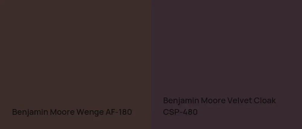 Benjamin Moore Wenge AF-180 vs Benjamin Moore Velvet Cloak CSP-480