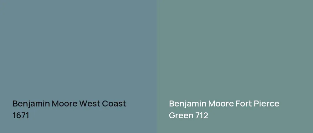 Benjamin Moore West Coast 1671 vs Benjamin Moore Fort Pierce Green 712