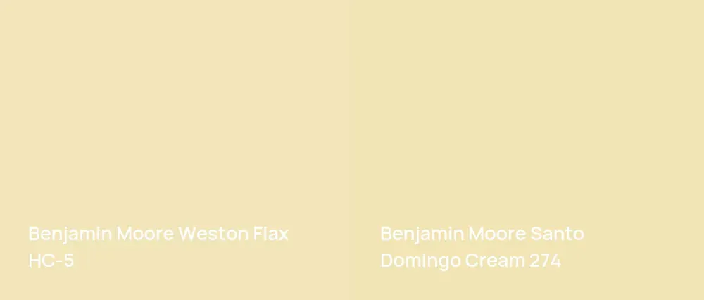 Benjamin Moore Weston Flax HC-5 vs Benjamin Moore Santo Domingo Cream 274