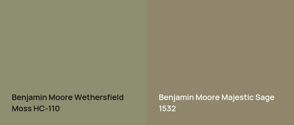 Benjamin Moore Wethersfield Moss HC-110 vs Benjamin Moore Majestic Sage 1532