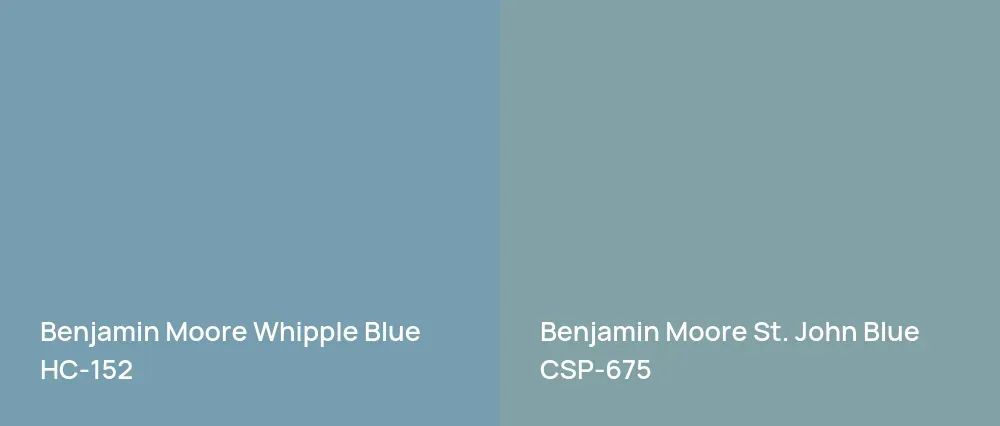 Benjamin Moore Whipple Blue HC-152 vs Benjamin Moore St. John Blue CSP-675