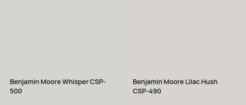 Benjamin Moore Whisper CSP-500 vs Benjamin Moore Lilac Hush CSP-490