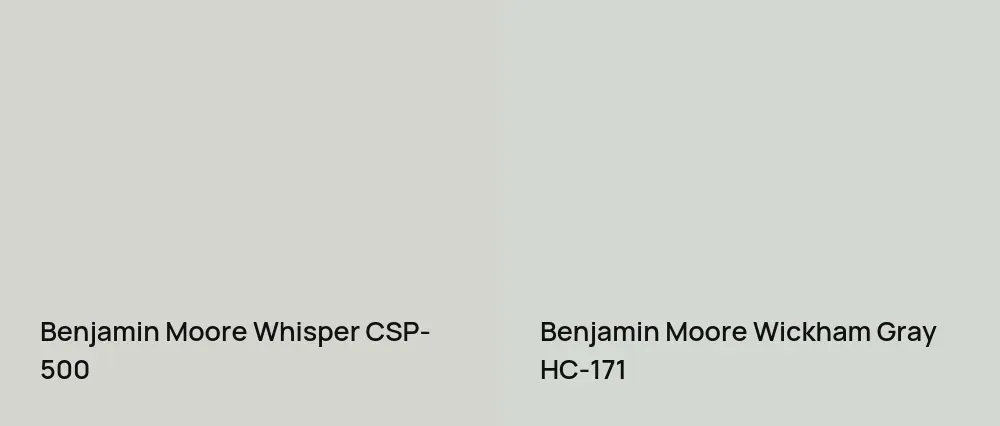 Benjamin Moore Whisper CSP-500 vs Benjamin Moore Wickham Gray HC-171