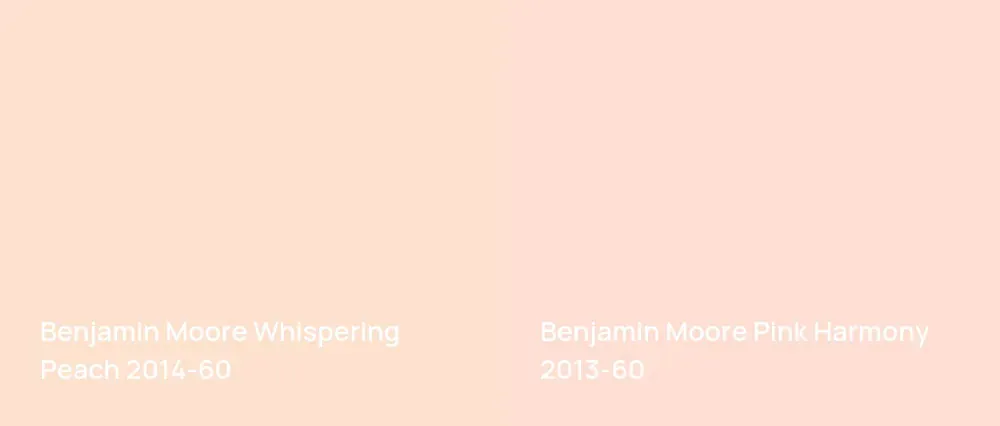 Benjamin Moore Whispering Peach 2014-60 vs Benjamin Moore Pink Harmony 2013-60