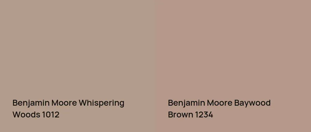 Benjamin Moore Whispering Woods 1012 vs Benjamin Moore Baywood Brown 1234