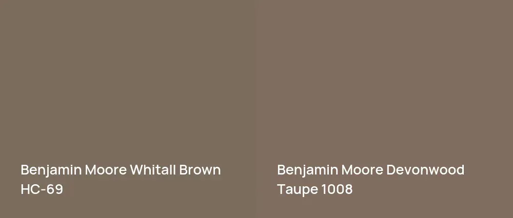 Benjamin Moore Whitall Brown HC-69 vs Benjamin Moore Devonwood Taupe 1008