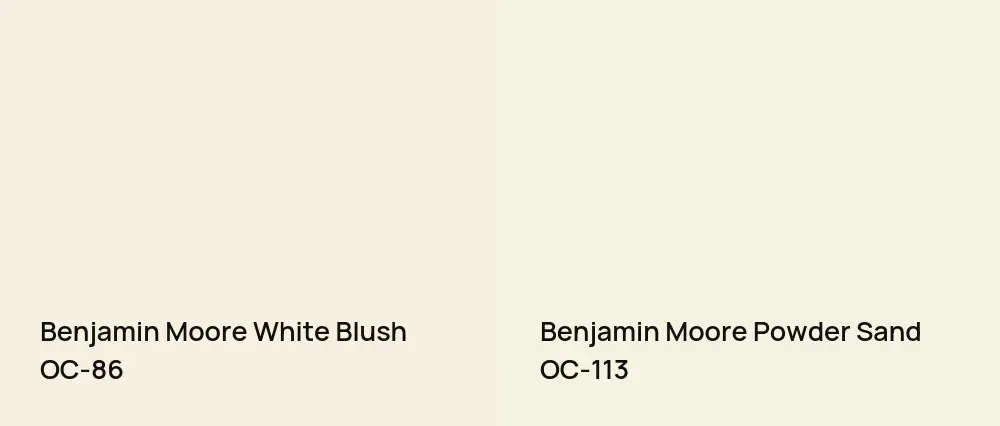 Benjamin Moore White Blush OC-86 vs Benjamin Moore Powder Sand OC-113