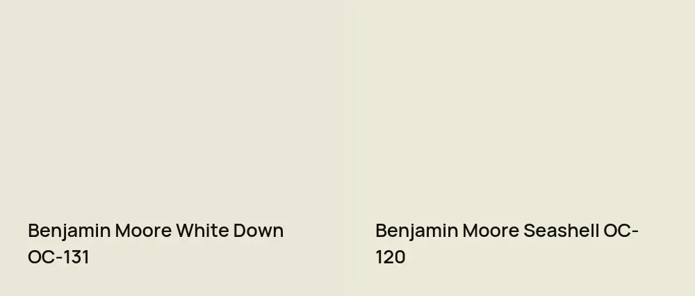Benjamin Moore White Down OC-131 vs Benjamin Moore Seashell OC-120