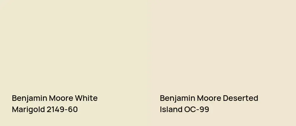 Benjamin Moore White Marigold 2149-60 vs Benjamin Moore Deserted Island OC-99