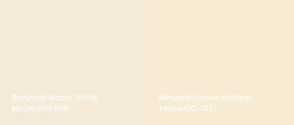 Benjamin Moore White Mountains 906 vs Benjamin Moore Antique Yellow OC-103