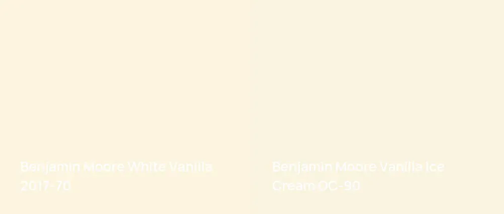 Benjamin Moore White Vanilla 2017-70 vs Benjamin Moore Vanilla Ice Cream OC-90