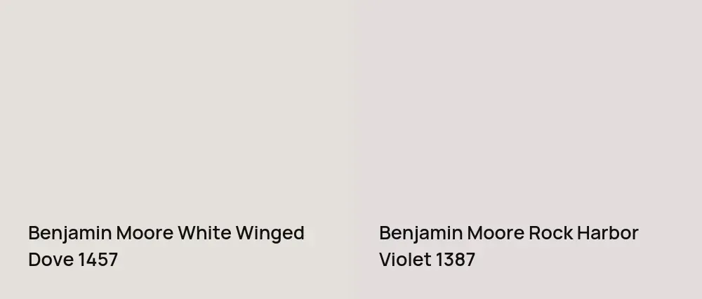 Benjamin Moore White Winged Dove 1457 vs Benjamin Moore Rock Harbor Violet 1387