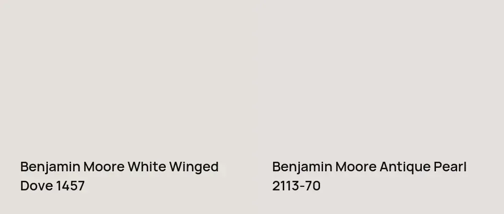 Benjamin Moore White Winged Dove 1457 vs Benjamin Moore Antique Pearl 2113-70