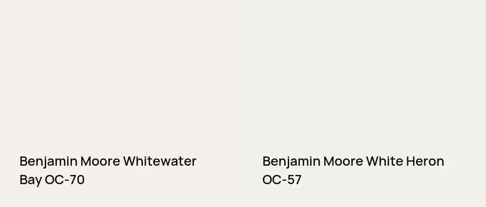 Benjamin Moore Whitewater Bay OC-70 vs Benjamin Moore White Heron OC-57