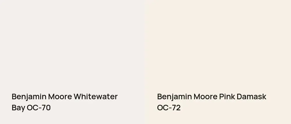 Benjamin Moore Whitewater Bay OC-70 vs Benjamin Moore Pink Damask OC-72