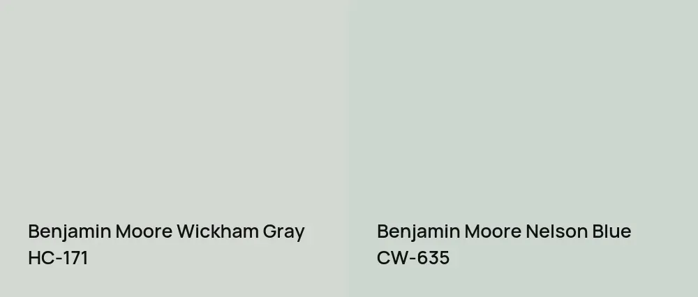 Benjamin Moore Wickham Gray HC-171 vs Benjamin Moore Nelson Blue CW-635