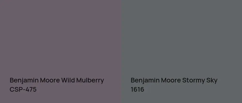 Benjamin Moore Wild Mulberry CSP-475 vs Benjamin Moore Stormy Sky 1616