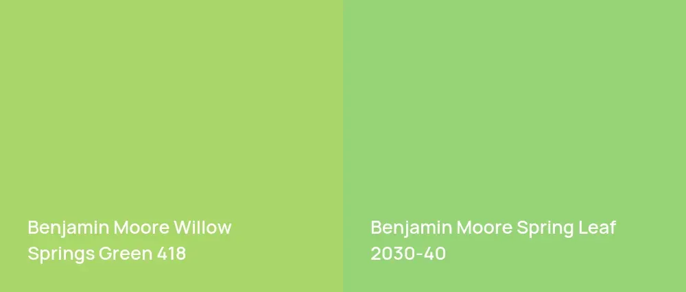 Benjamin Moore Willow Springs Green 418 vs Benjamin Moore Spring Leaf 2030-40