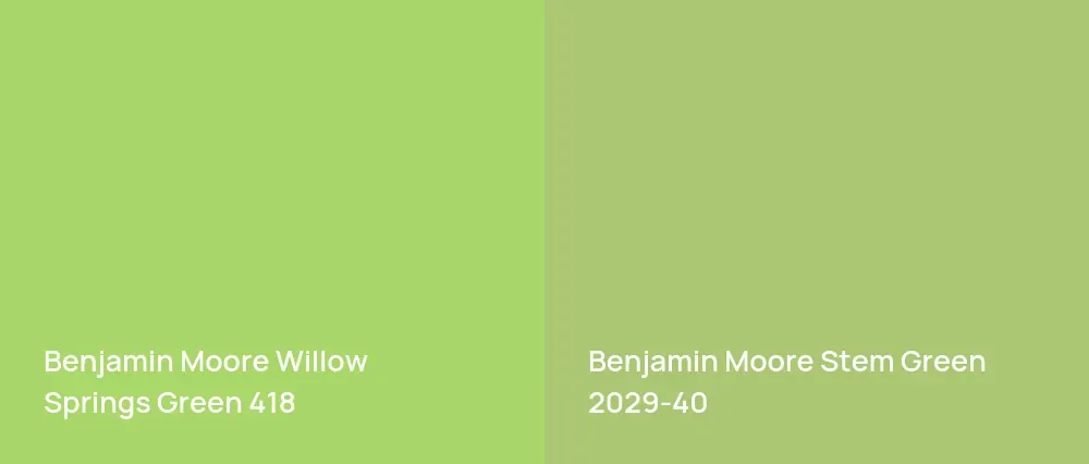 Benjamin Moore Willow Springs Green 418 vs Benjamin Moore Stem Green 2029-40