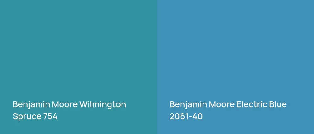 Benjamin Moore Wilmington Spruce 754 vs Benjamin Moore Electric Blue 2061-40