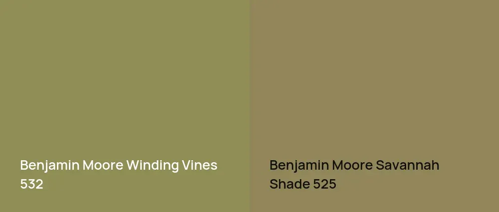 Benjamin Moore Winding Vines 532 vs Benjamin Moore Savannah Shade 525