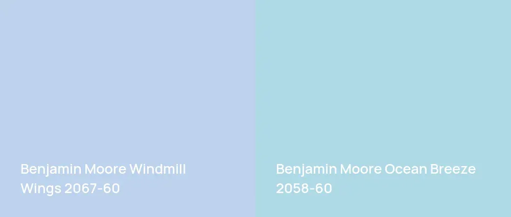 Benjamin Moore Windmill Wings 2067-60 vs Benjamin Moore Ocean Breeze 2058-60