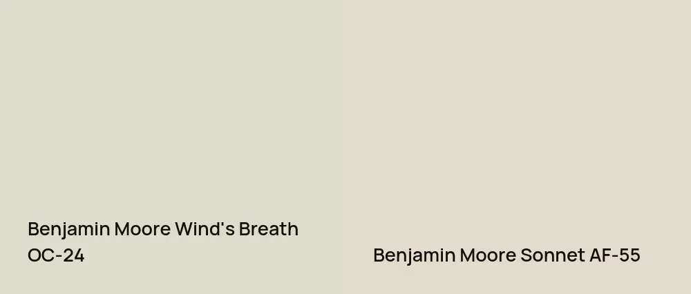 Benjamin Moore Wind's Breath OC-24 vs Benjamin Moore Sonnet AF-55