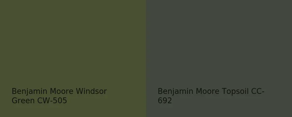 Benjamin Moore Windsor Green CW-505 vs Benjamin Moore Topsoil CC-692