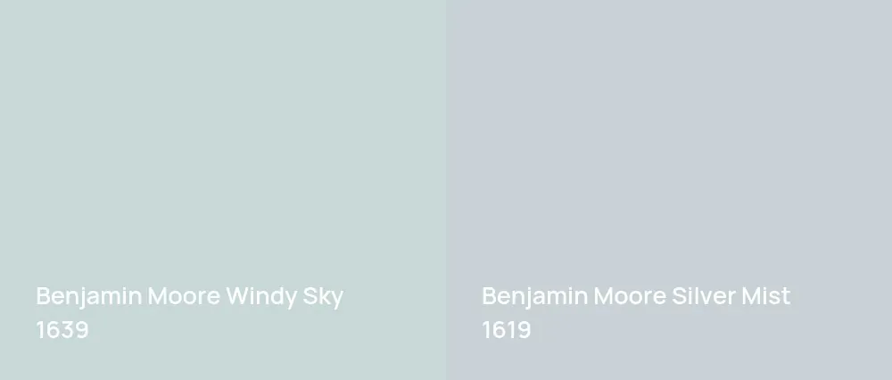 Benjamin Moore Windy Sky 1639 vs Benjamin Moore Silver Mist 1619