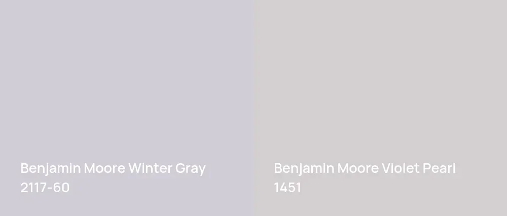 Benjamin Moore Winter Gray 2117-60 vs Benjamin Moore Violet Pearl 1451