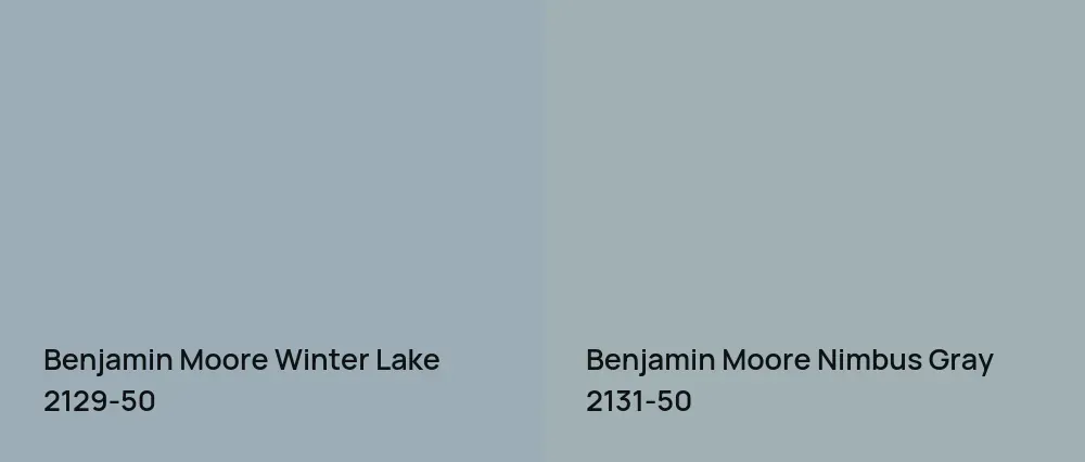 Benjamin Moore Winter Lake 2129-50 vs Benjamin Moore Nimbus Gray 2131-50