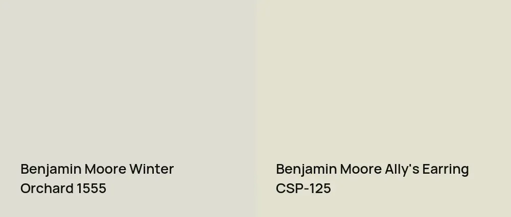 Benjamin Moore Winter Orchard 1555 vs Benjamin Moore Ally's Earring CSP-125