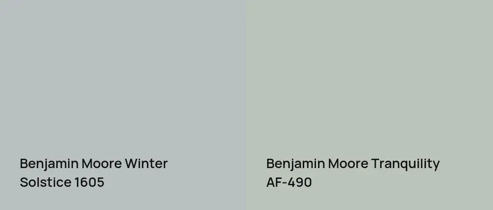 Benjamin Moore Winter Solstice 1605 vs Benjamin Moore Tranquility AF-490