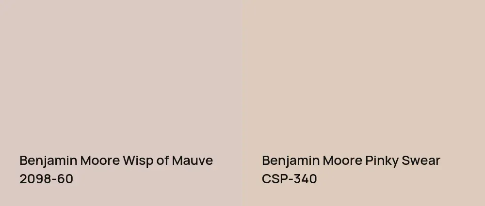 Benjamin Moore Wisp of Mauve 2098-60 vs Benjamin Moore Pinky Swear CSP-340