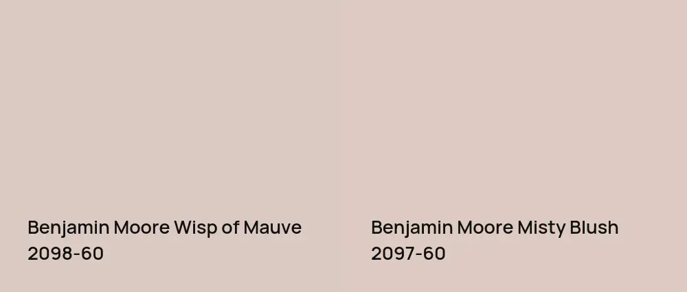 Benjamin Moore Wisp of Mauve 2098-60 vs Benjamin Moore Misty Blush 2097-60