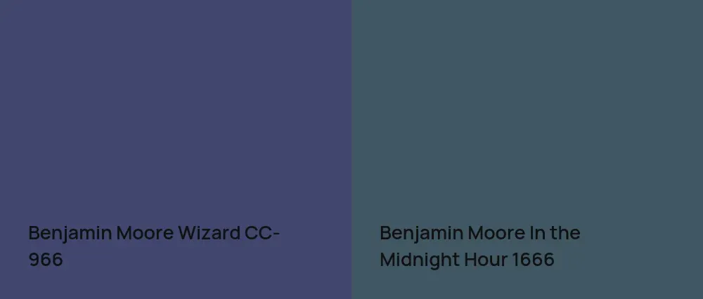 Benjamin Moore Wizard CC-966 vs Benjamin Moore In the Midnight Hour 1666