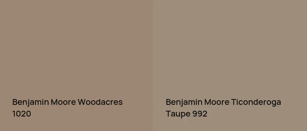 Benjamin Moore Woodacres 1020 vs Benjamin Moore Ticonderoga Taupe 992