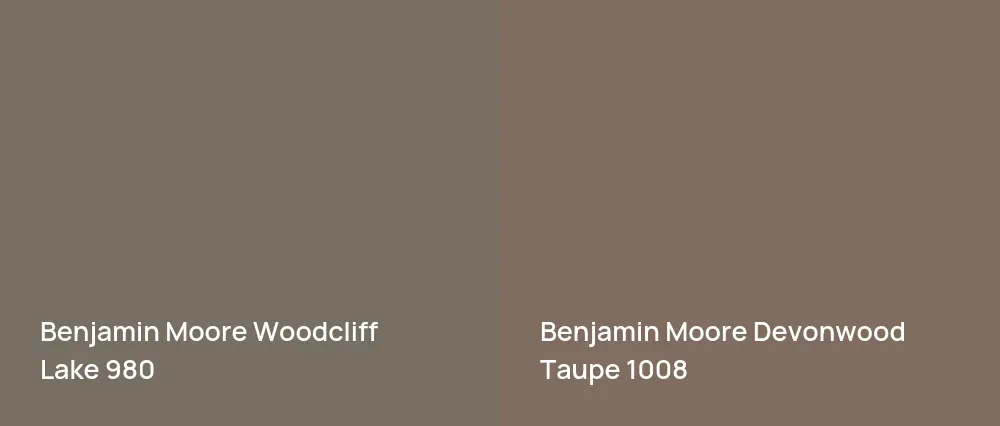 Benjamin Moore Woodcliff Lake 980 vs Benjamin Moore Devonwood Taupe 1008