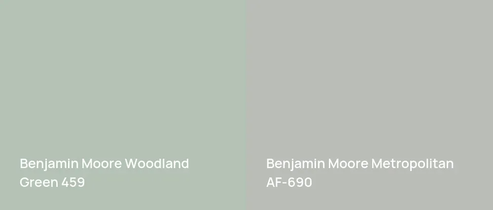 Benjamin Moore Woodland Green 459 vs Benjamin Moore Metropolitan AF-690